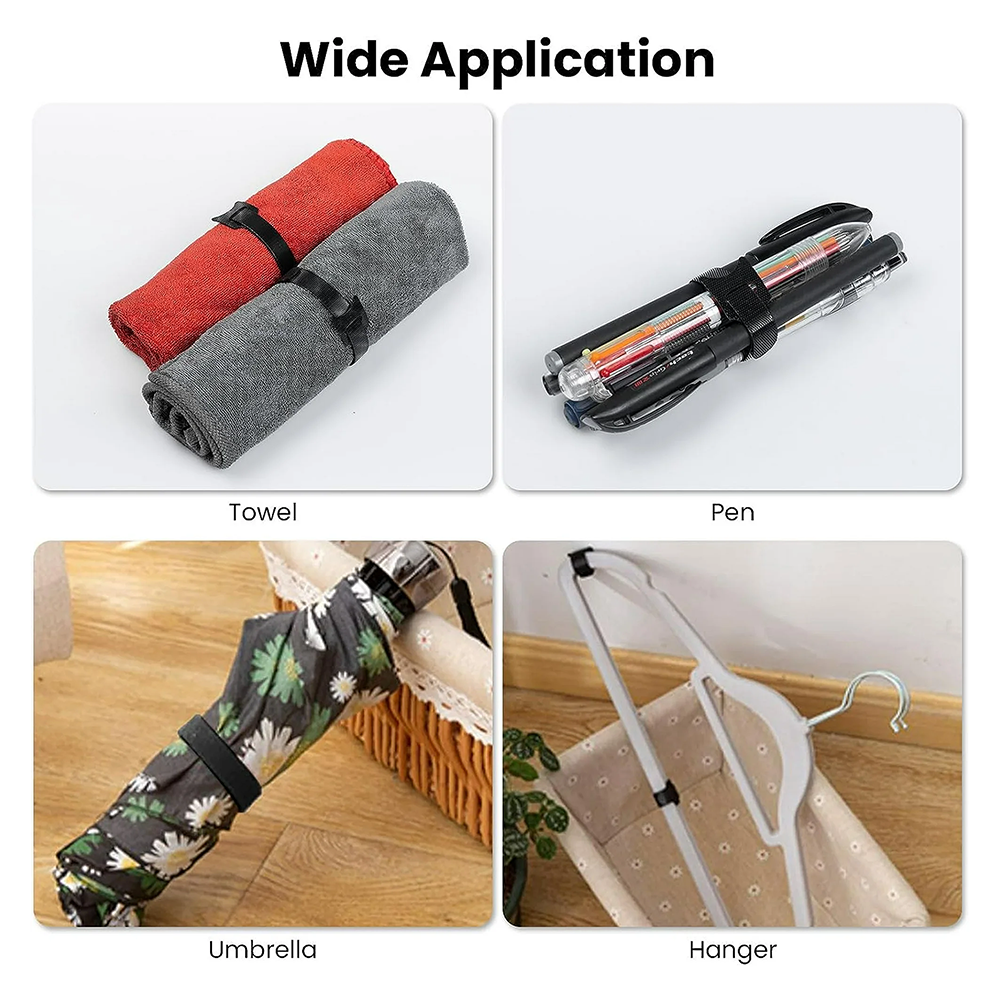 .Blackish velcro cable ties wrap 10 pack – premium cable organiser strap by Duck for tidy workstation and entertainment centre