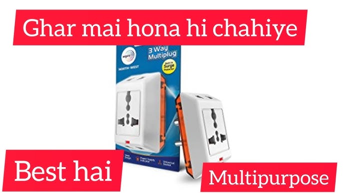Wipro 3-Way multiplug adaptor with 1 universal socket high-capacity extension board for multiple devices