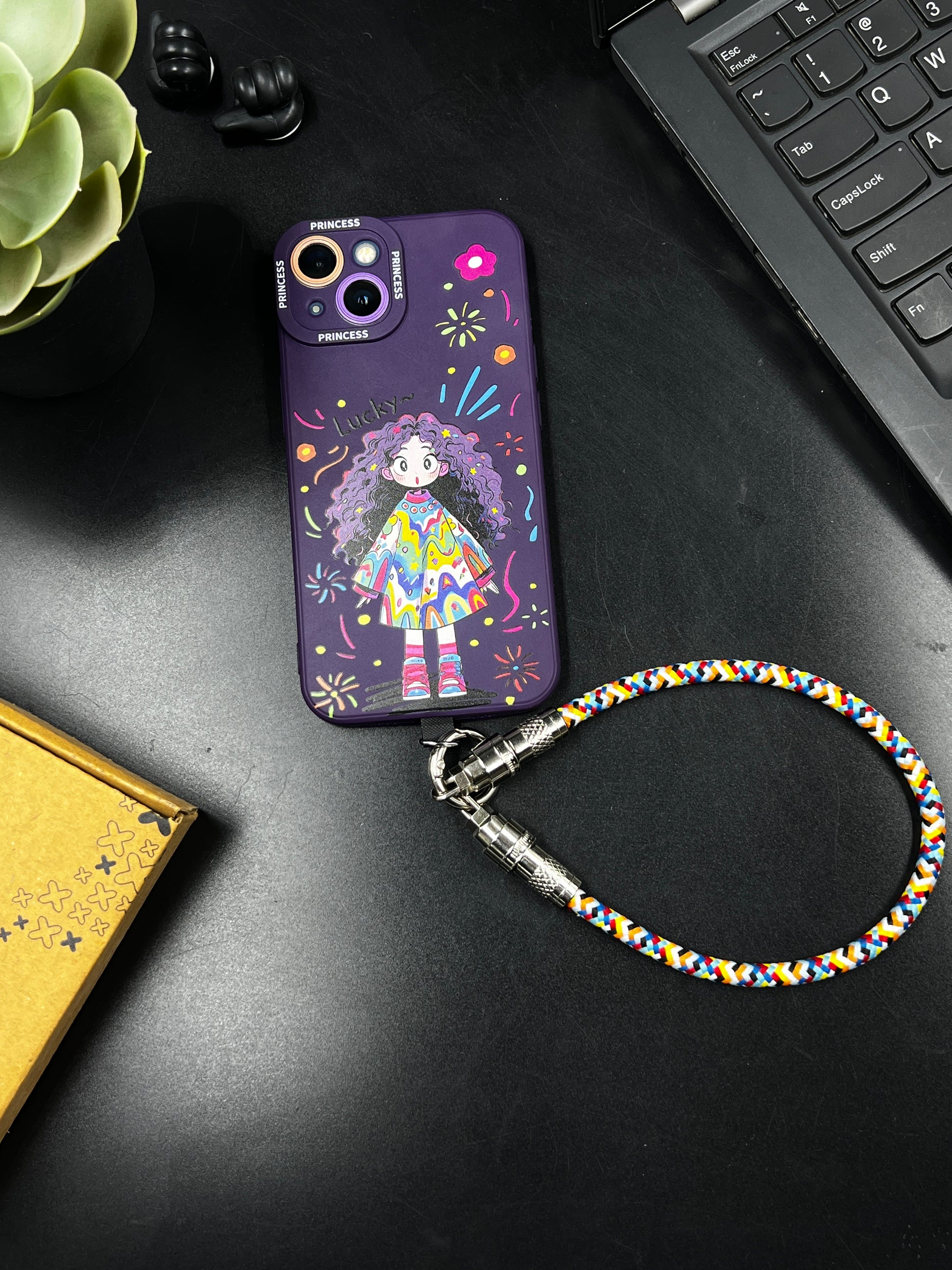 INBAE Loop adjustable nylon braided strap with zinc-alloy lock and phone tether patch on white background