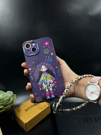 Rainbow Braided Phone Lanyard Wrist Strap with Silver Metal Lock Connector