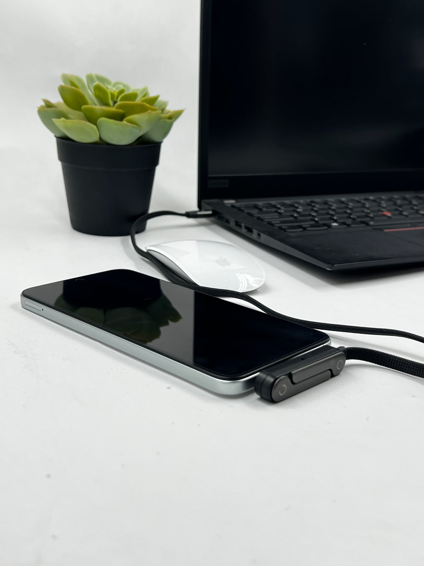INBAE TikTok cable stand in use during video call setup on Indian home office desk with laptop, coffee and Tea