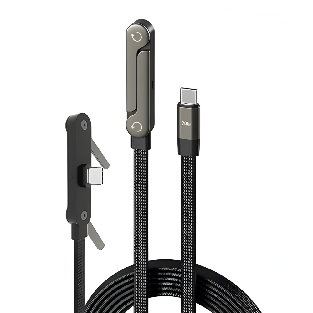 240W Type-C to Type-C Ultra Fast Charging Data Cable with Invisible Stand Nylon Braided 1.5 Metre - INBAE India
