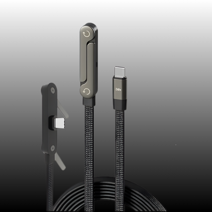 INBAE TikTok 240W USB-C to C charging cable 1.5M with invisible stand holding iPhone 17 upright on Indian work desk