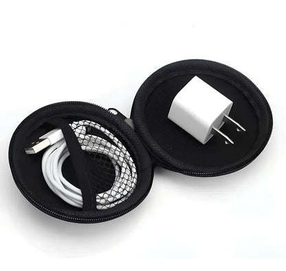Hard shell compact storage pouch for wired earphones and USB cables – trendy travel-friendly gadget case at INBAE