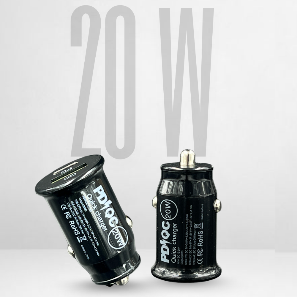 .Universal 20W dual-port car charger INBAE Cool Smart black compatible with iPhone Android tablets