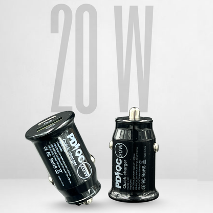 .Universal 20W dual-port car charger INBAE Cool Smart black compatible with iPhone Android tablets