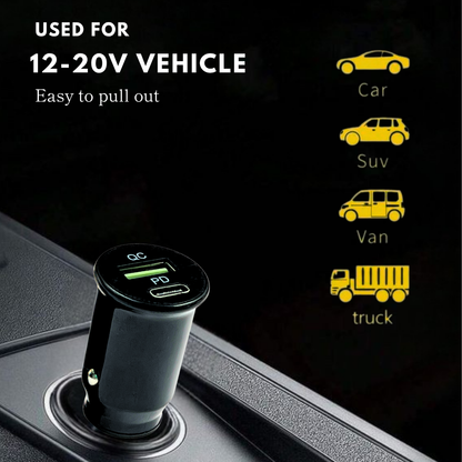 best 20W dual-port car charger India INBAE Cool Smart black stylish travel car charger accessory