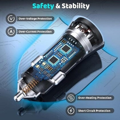 Travel-friendly 85W dual-port car charger Cool 2.0 black compact car accessory for fast charging devices