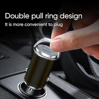 Premium metal body Cool 2.0 85W smart car charger black with LED ring indicator and smart IC protection