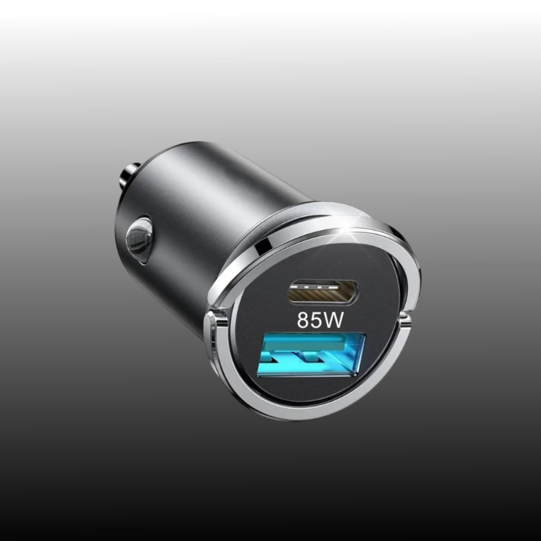 Cool 2.0 85W dual-port smart car charger USB-A & USB-C black for iPhone fast charging