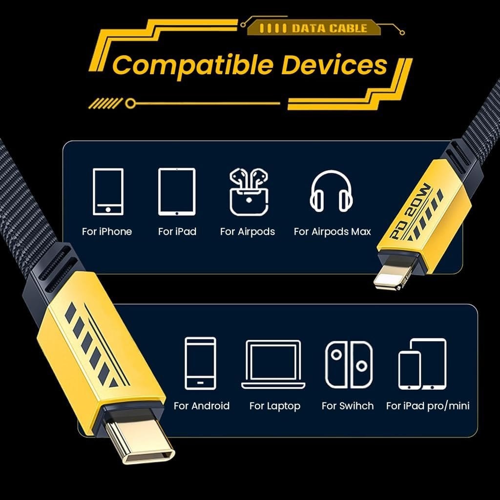 INBAE Daily 2-in-1 65W cable with dual connector heads and sturdy build – universal multi-device charging
