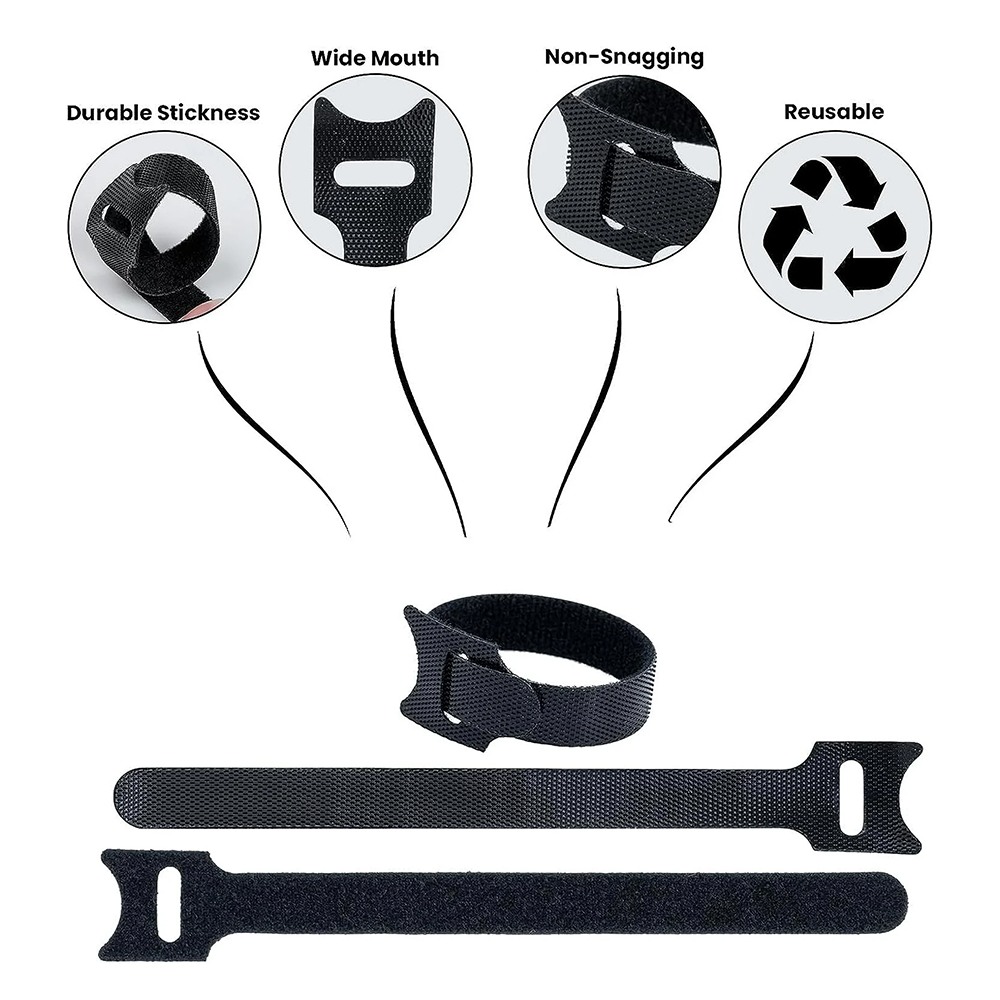 Duck #2 velcro cable ties wrap blackish – reusable hook & loop cable organiser strap for cords and wires”