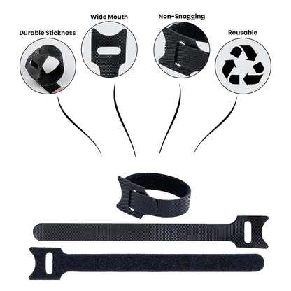 Duck #2 velcro cable ties wrap blackish – reusable hook & loop cable organiser strap for cords and wires”