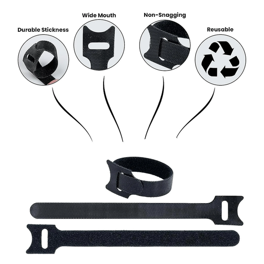 Duck #2 velcro cable ties wrap blackish – reusable hook & loop cable organiser strap for cords and wires”