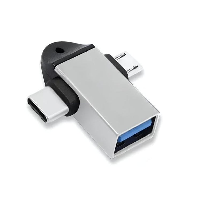 Metal 2-in-1 OTG adapter INBAE supports Type-C and Micro USB V8 for smartphones tablets