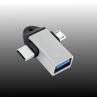 INBAE Duo Link 2-in-1 metal OTG adapter USB-C & Micro-USB dual‐port compact design