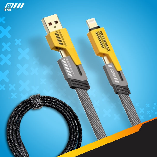 4-in-1 superfast charging cable is compatible with a wide range of devices, including for iPhones, Androids, and Type-C gadgets.