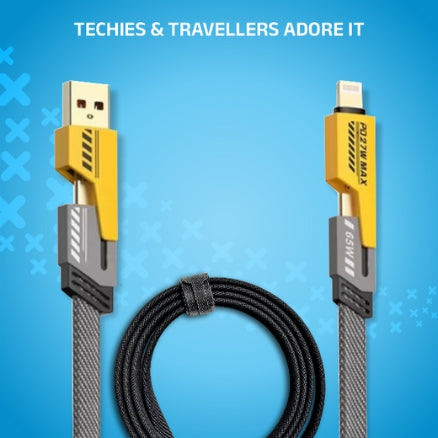 Yellow black braided 65W fast charging cable 4-in-1  INBAE