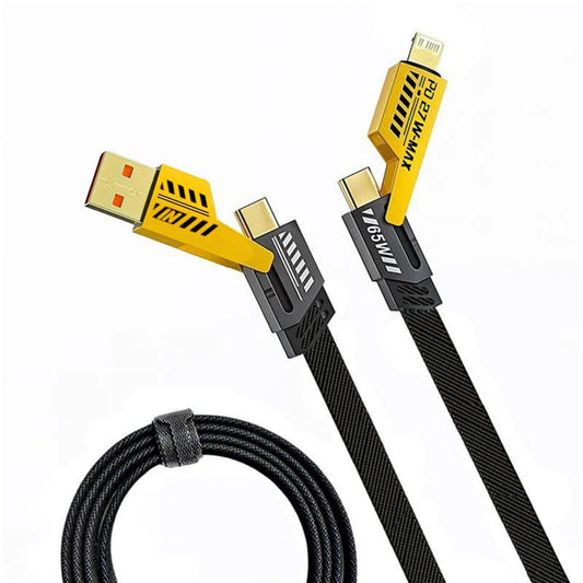 INBAE 4-in-1 fast charging cable 1.2m yellow black for Android and Apple