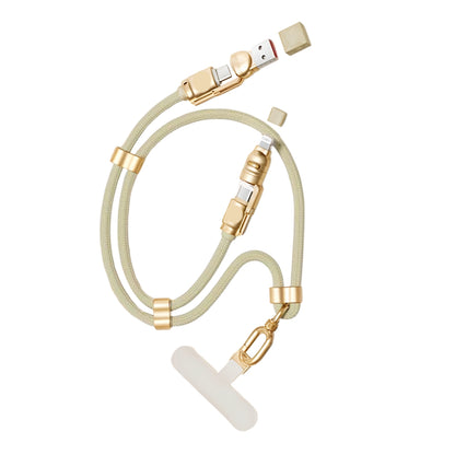 4-in-1 fast charge lanyard cable by INBAE – durable braided lanyard + phone holder + USB-C/Lightning/Micro-USB support