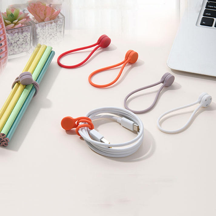 Magnetic cord ties reusable silicone for desk, car, and backpack cable management –best reusable magnetic cable tie set India available at INBAE