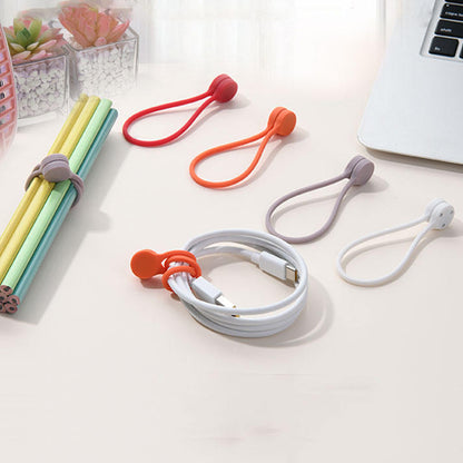 Magnetic cord ties reusable silicone for desk, car, and backpack cable management –best reusable magnetic cable tie set India available at INBAE