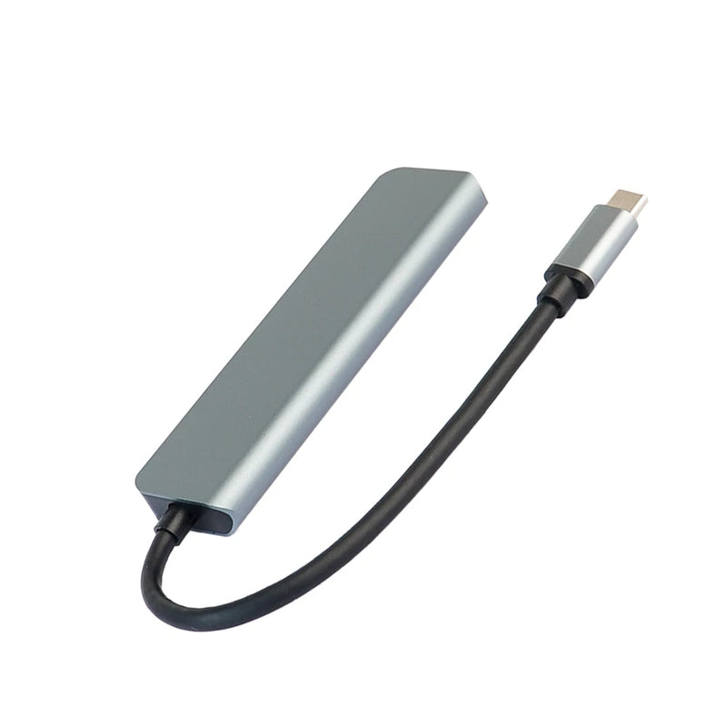 7-in-1 USB-C hub with 100W fast charging and card reader shockproof metal body travel accessory