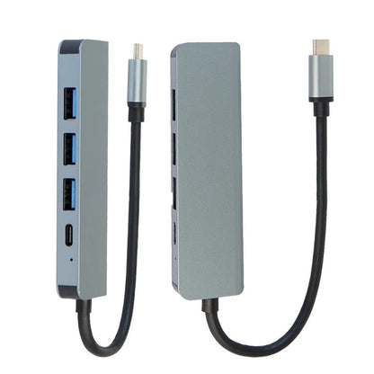 Durable military grade 100W adapter hub 7 ports with card reader,shock-proof metal USB-C hub 100W 7-in-1 for gaming and work setup