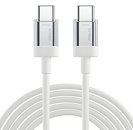 High-speed 65W USB-C to USB-C fast-charge data cable Nothing 1 metre white for laptops phones tablets