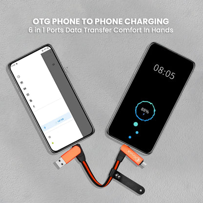 Sonic - 6 in 1 Keychain OTG 240W Fast Charging Cable