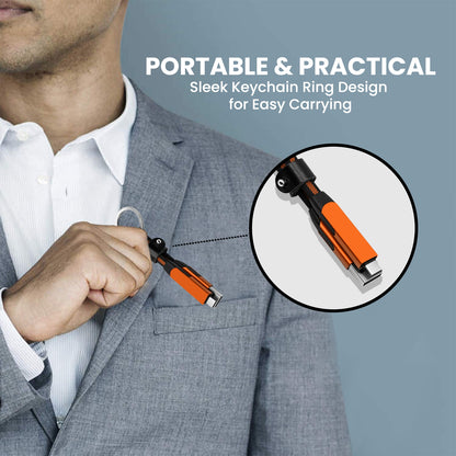 .Compact travel keychain charging cable INBAE Sonic 6-in-1 240W supports USB-C Lightning Micro-USB multitask charging