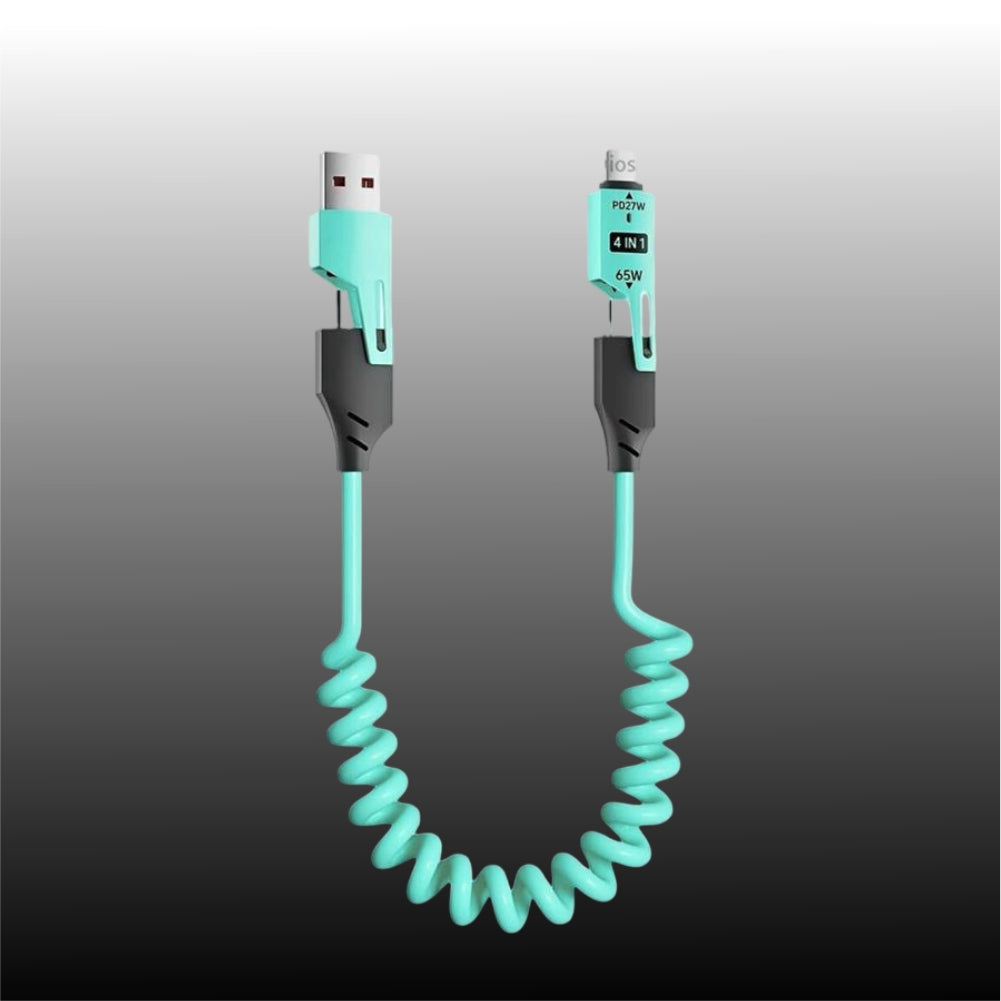 buy INBAE SPIRA 4-in-1 fast charge spring cable online India for iPhone 16 Android USB-C