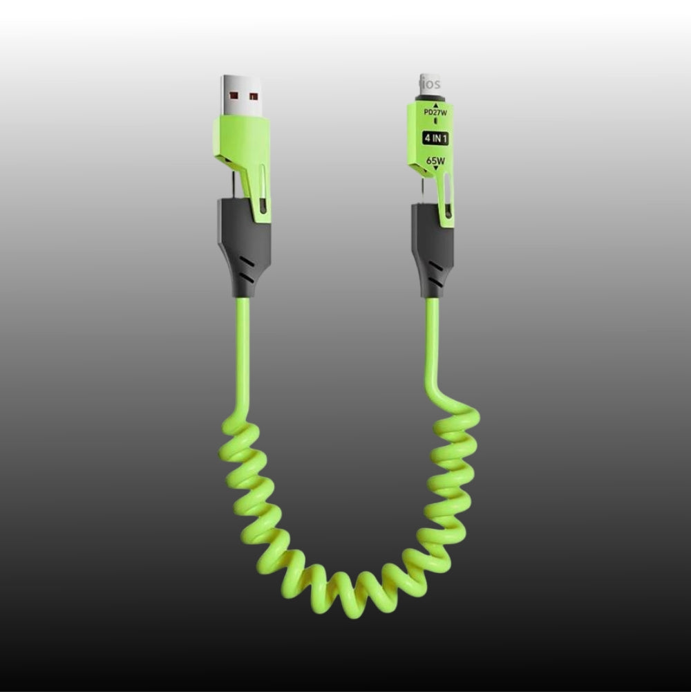 Compact coil cable INBAE SPIRA fast charging & data sync cable USB-C Lightning Micro-USB universal charger