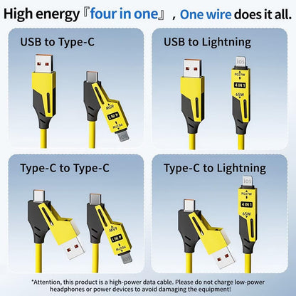 Universal 4-in-1 fast charge USB-A USB-C Lightning Micro-USB cable INBAE SPIRA for iPhone 15 & Android