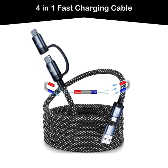 Durable braided multi-device charging cable INBAE Super Magnetic 4-in-1 tangle-free magnetic connection