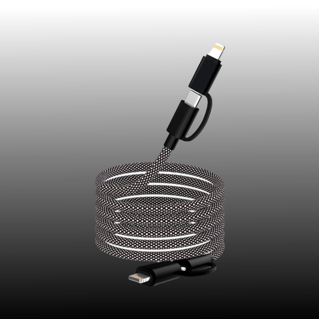INBAE Super Magnetic 4-in-1 charging cable with Type-C, USB-A, Lightning & Micro-USB connectors