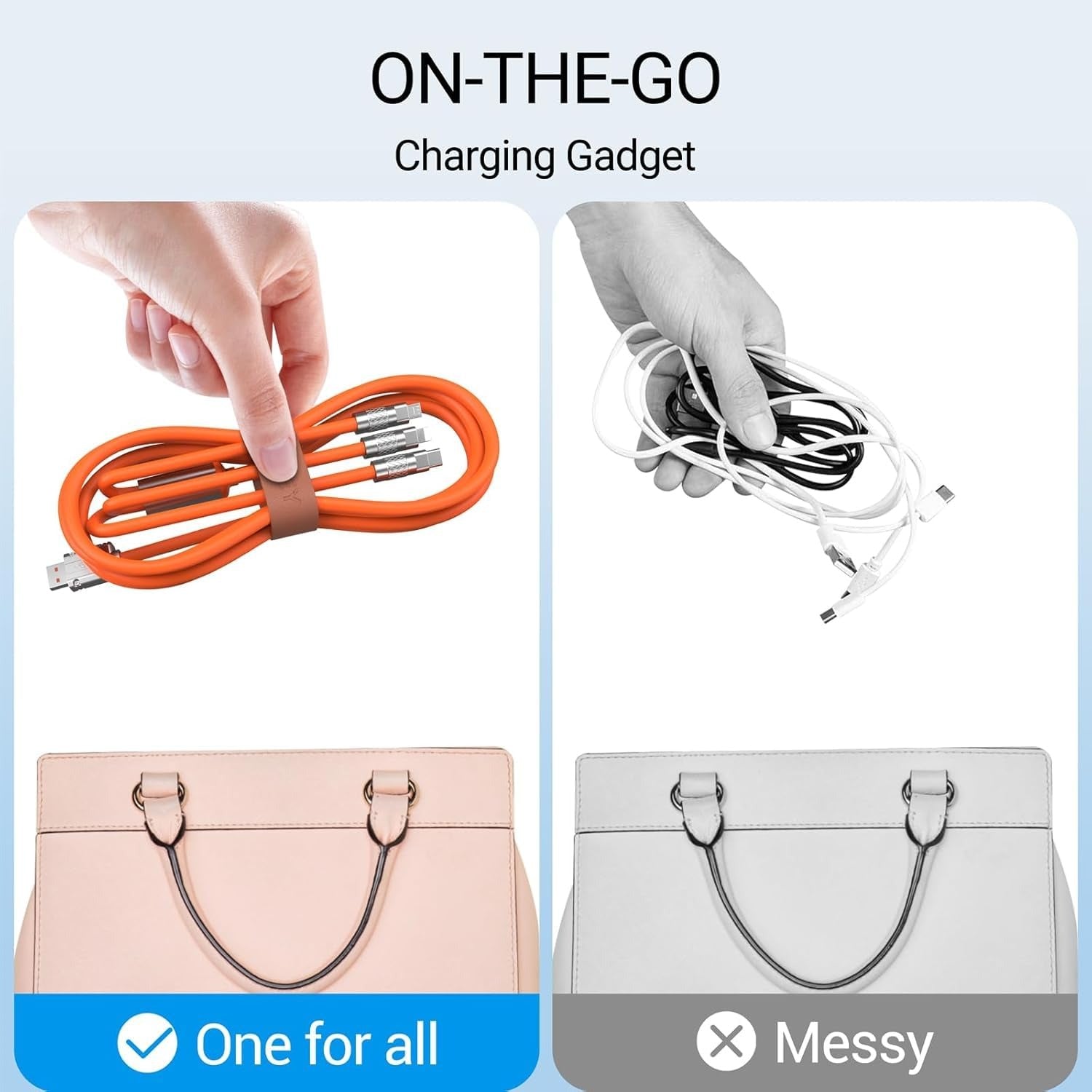 Triglo 3-in-1 120 W fast charge cable – one cable for all devices: iPhone, Android, tablet – heavy-duty power delivery