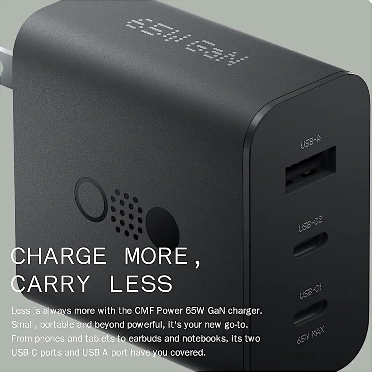 Nothing 65W GaN fast charger adapter with 3 ports – efficient, cooler and smaller than old-style charger