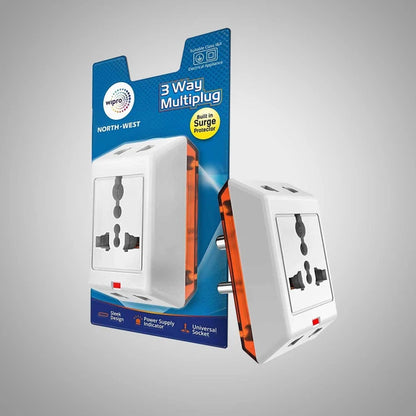 Wipro 3-Way multiplug adaptor universal socket multi-plug extension board safe and reliable