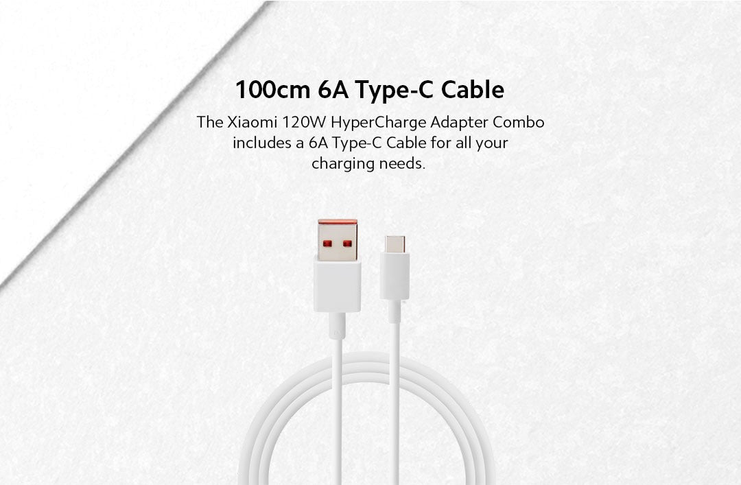 Xiaomi 120W HyperCharge adapter bundle – genuine 120 W power delivery Type-C cable included, ideal for fast-charging Xiaomi phones