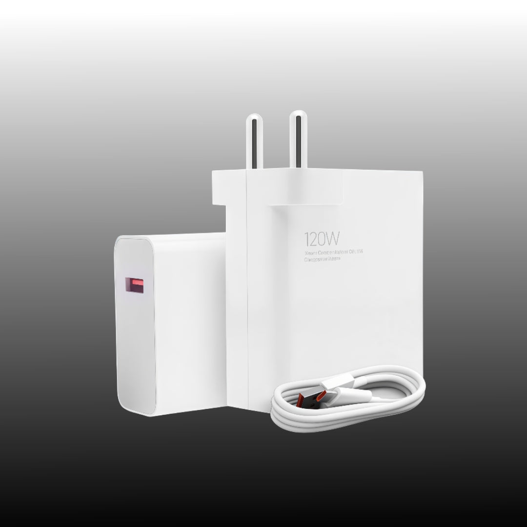 Xiaomi 120W HyperCharge adapter combo with USB-C cable for ultra fast smartphone charging